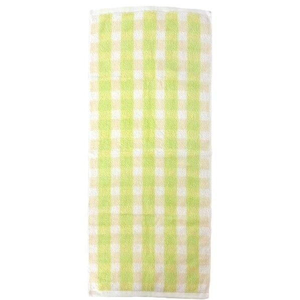  フェイスタオル めちゃふわチェック 約34×80cm グリーン FP426704 1個