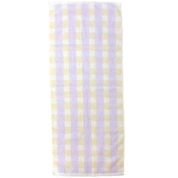  フェイスタオル めちゃふわチェック 約34×80cm パープル FP426705 1個