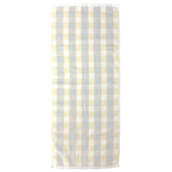  フェイスタオル めちゃふわチェック 約34×80cm グレー FP426729 1個
