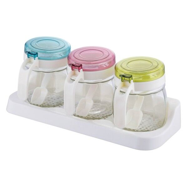 SV-6315 ガラス製カラフル調味料カップ3P