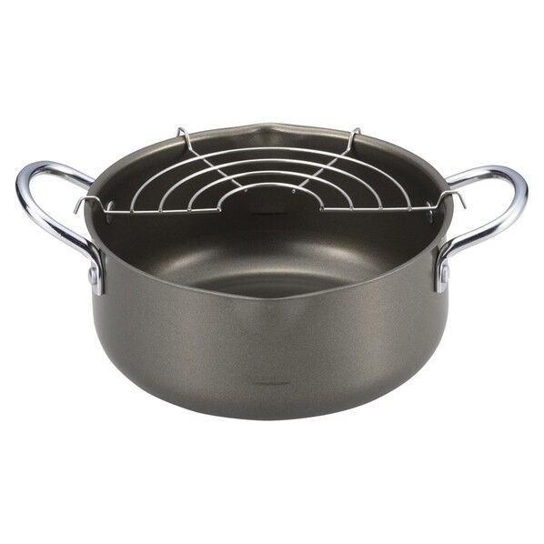 0001139「ラルス」深型天ぷら鍋18cm(アミ付)