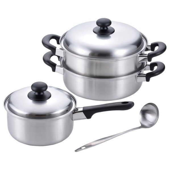 燕三 IH片手18cm&二段蒸し器24cm(お玉付)