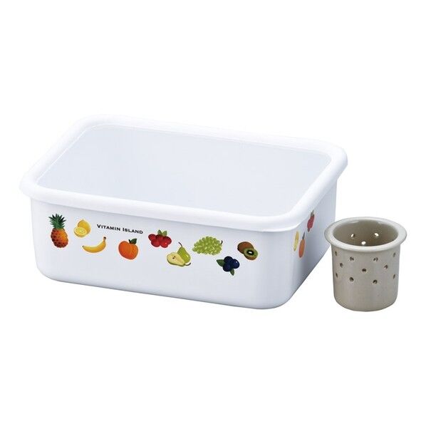  ビタミンアイランド ホーロー角型保存容器(水抜き容器付) ME-7274 1セット...