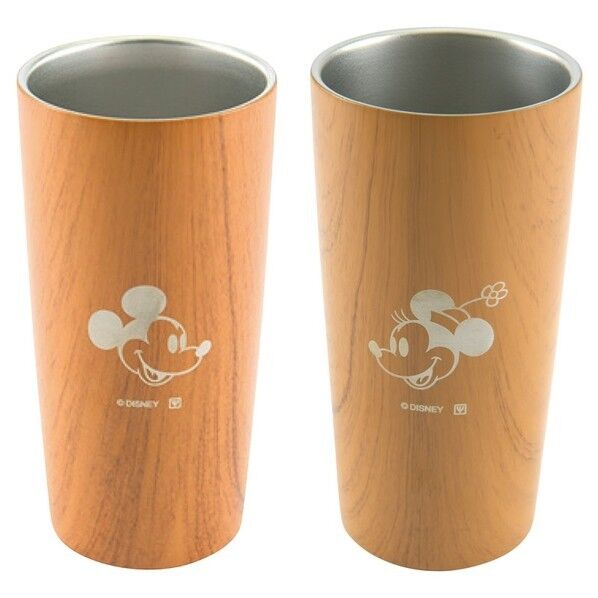 木目調ステンレス真空タンブラーセット440ml(ミッキー&ミニー)