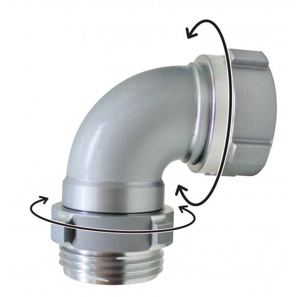 アルミ製 吸口媒介金具 ビッグマウス吸口ダブルスイベルエルボ スロッター 75Ax90° 15BWS7590A 1個