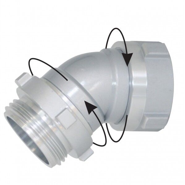 アルミ製 吸口媒介金具 吸口ダブルスイベルエルボ スロッター 75Ax45° 15WSL7545A 1個