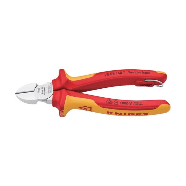 絶縁斜ニッパー 落下防止 (BK) 7006-160TBK 1個