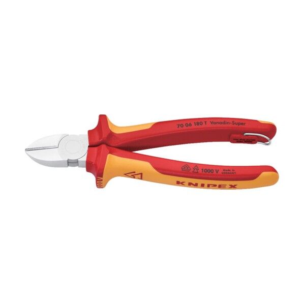 絶縁斜ニッパー 落下防止 (BK) 7006-180TBK 1丁