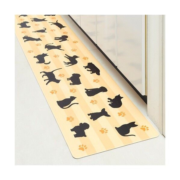 キッチンマット サッと拭けるキッチンマット 犬猫柄