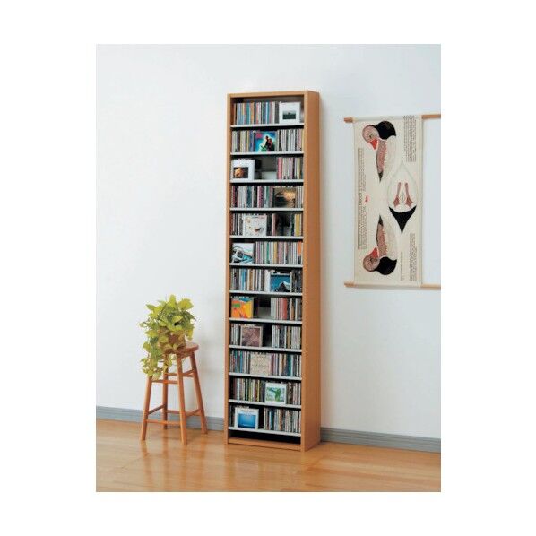 CDストッカー 48.5×26.5×197.5cm ナチュラル CS540-N 1個