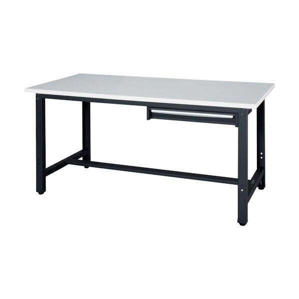 軽作業台 天板ホワイト色 脚部ブラック色 1段引出付き WZL-15751 1点