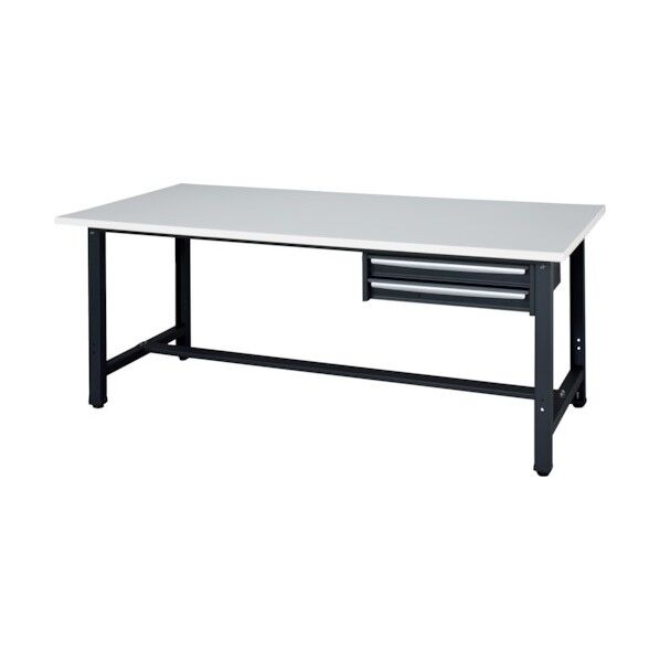 軽作業台 天板ホワイト色 脚部ブラック色 2段引出付き WZL-18902 1点