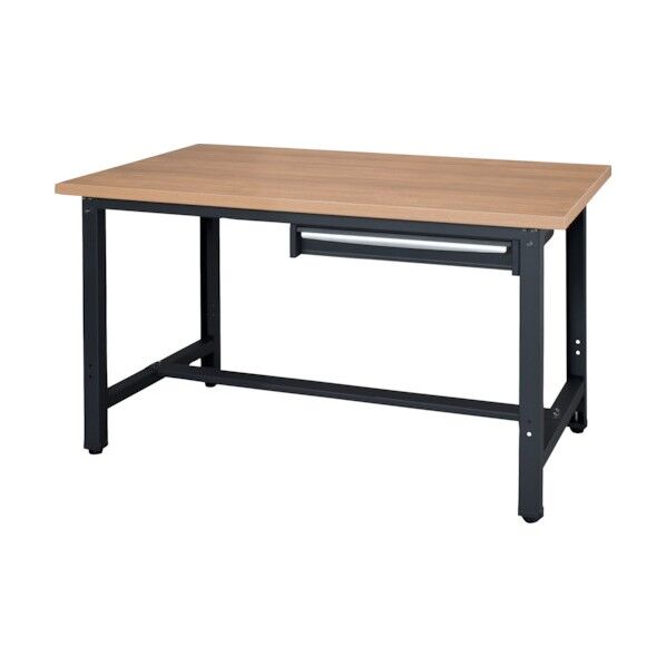 作業台 天板木目色 脚部ブラック色 1段引出付き WZM-12751 1点