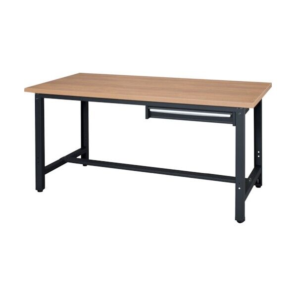 作業台 天板木目色 脚部ブラック色 1段引出付き WZM-15751 1点