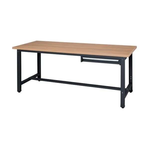 作業台 天板木目色 脚部ブラック色 1段引出付き WZM-18751 1点