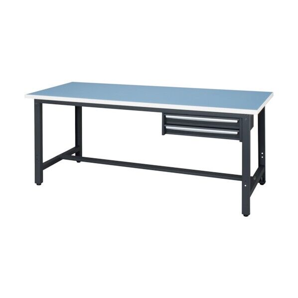 ロンリューム天板作業台 天板ライトグレー色 2段引出付き WZR-18752 1点