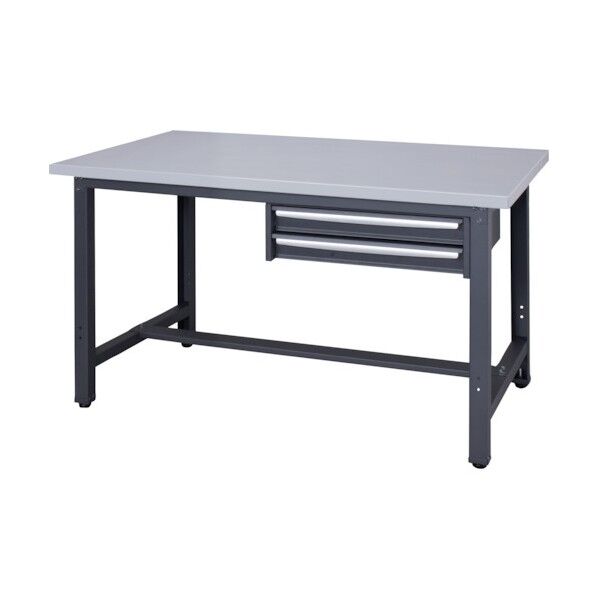 スチール天板作業台 天板ライトグレー色 2段引出付き WZS-12752 1点