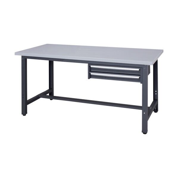 スチール天板作業台 天板ライトグレー色 2段引出付き WZS-15752 1点
