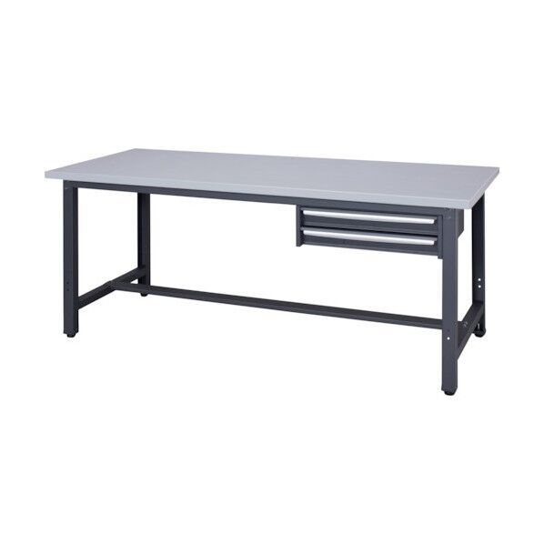 スチール天板作業台 天板ライトグレー色 2段引出付き WZS-18752 1点