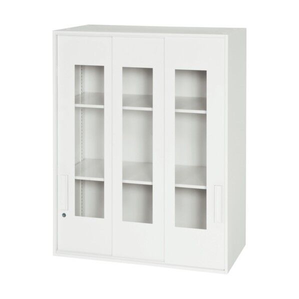 壁面収納庫窓付き3枚窓付き引戸タイプ 棚板2枚付き上置きタイプ V840-10TG 1点