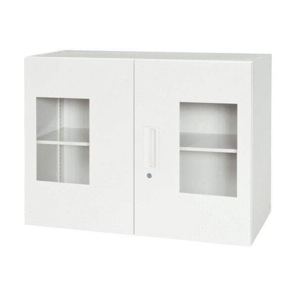 壁面収納庫窓付き両開きタイプ アクリル窓仕様 棚板1枚付き V940-07HG 1点