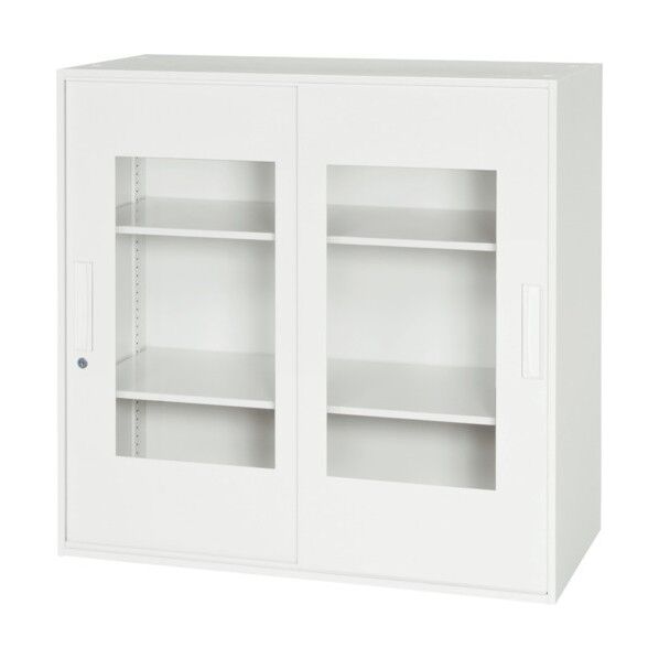 壁面収納庫窓付き2枚窓付き引戸タイプ 棚板2枚付き V940-09SG 1点