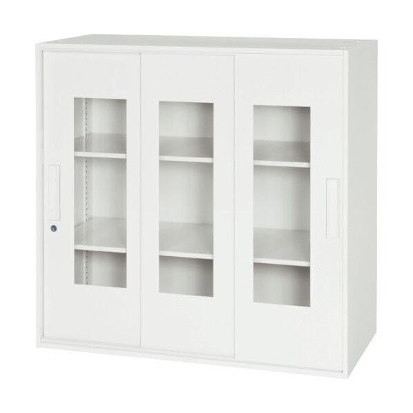 壁面収納庫窓付き3枚窓付き引戸タイプ 棚板2枚付き V945-09TG 1点