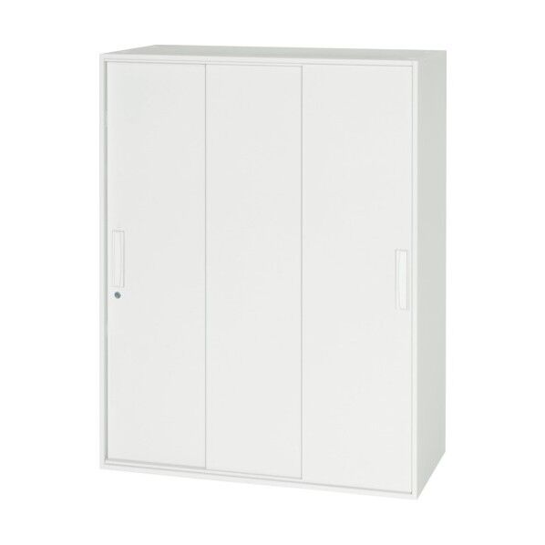 壁面収納庫 3枚引戸型 上下兼用D450 ホワイト V945-12TS 1点