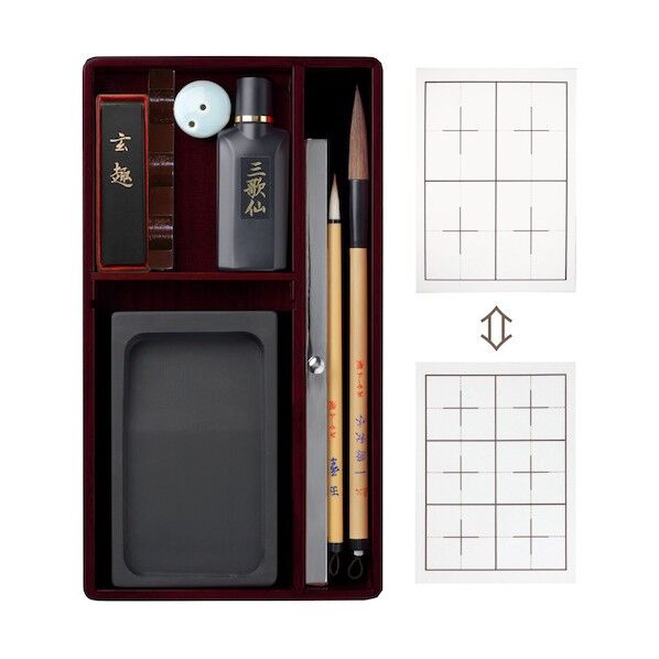  大人の書道セット 越前塗ローズ(特大) AR-09SR 1個...