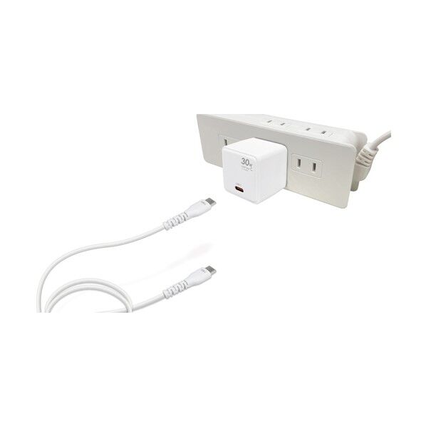 PD30W対応AC充電器+USB Type-Cケーブル1m