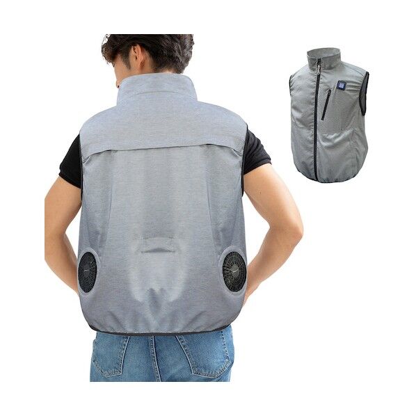 7.4V胸スイッチ式空調ベストR裏チタン加工(フルハーネス対応)服のみ 杢色 LL‐XLサイズ