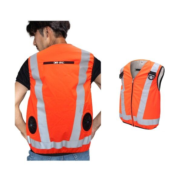 7.4V 高視認性 安全空調ベスト(R)(フルハーネス対応)服のみ オレンジ LL‐XLサイズ