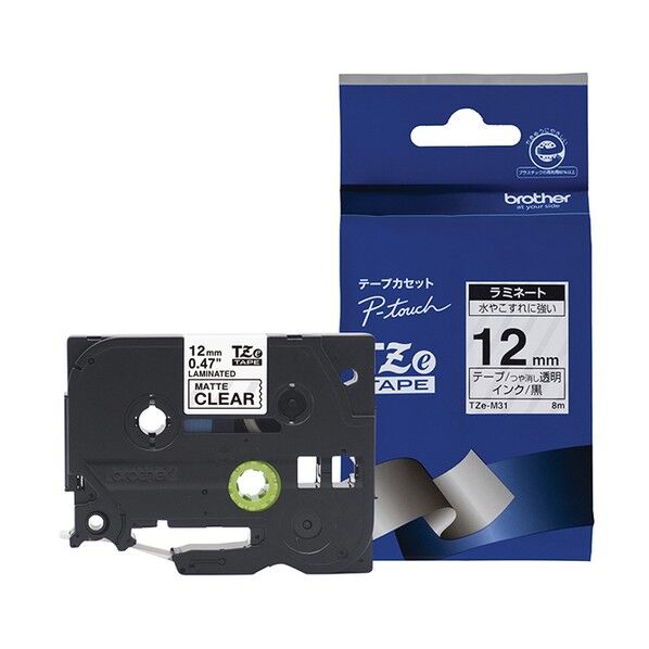 TZeテープ マットラミネートテープ(透明地/黒字) 12mm TZe-M31 1個