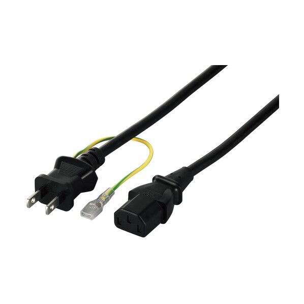 電源ケーブル 3ピンソケット(メス)⇔2ピンプラグ(オス) 2.0m ブラック