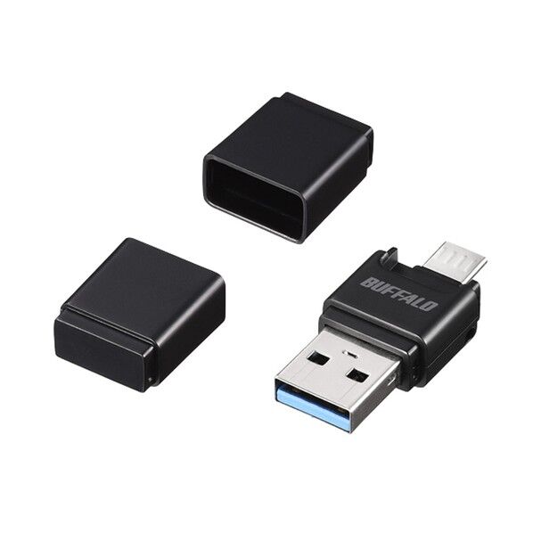 バッファロー USB3.0 Type-A/microB対応 microSD専用スマホ向けカードリーダー/ライター ブラック BSCRM110U3BK 1個...
