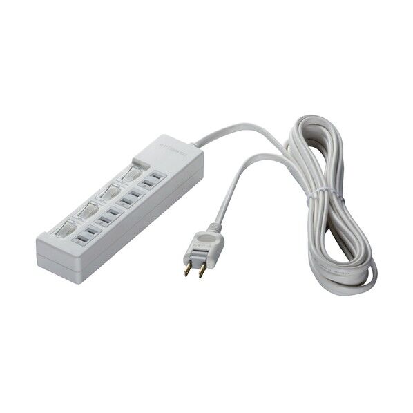 2ピン式電源タップ 4個口 個別スイッチ 2m ホワイト BSTAPSW2420WH 1個...