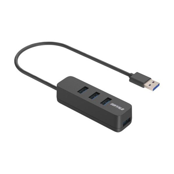 USB-A 3.2Gen1バスパワー上挿しハブ 磁石 ブラック BSH4U320U3BK 1個