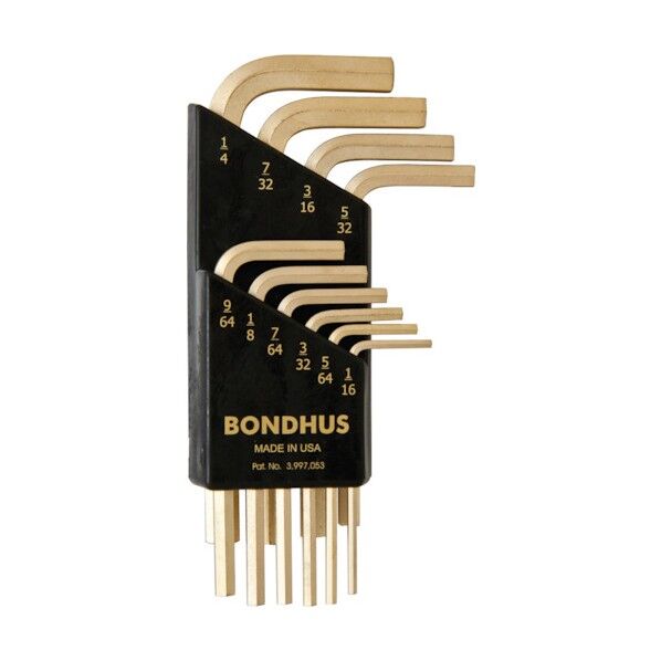 六角L-レンチ ゴールドガード インチ セット12本組(1/16-1/4)