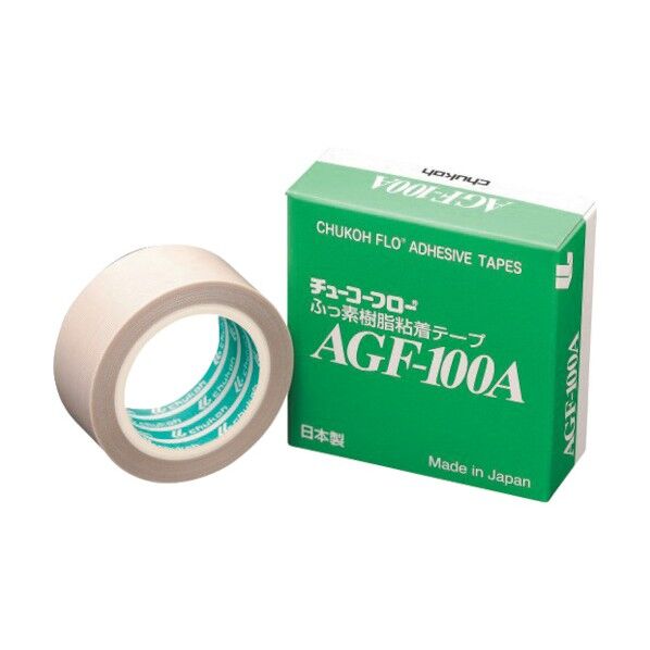 中興化成工業 高耐熱フッ素樹脂(テフロンPTFE製)ガラスクロス粘着テープ AGF-100A 0.3t×25w×10m ベージュ AGF-100A-0.30-25-10M 1点
