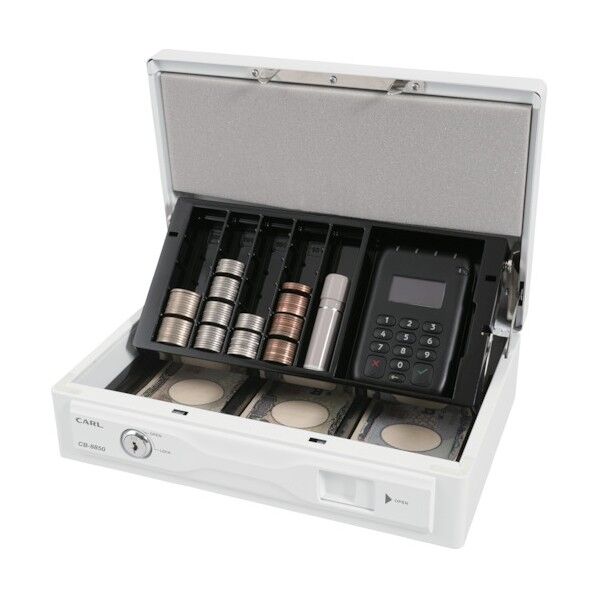  手提げ金庫 キャッシュボックス ホワイト CB-8850-W 1点...