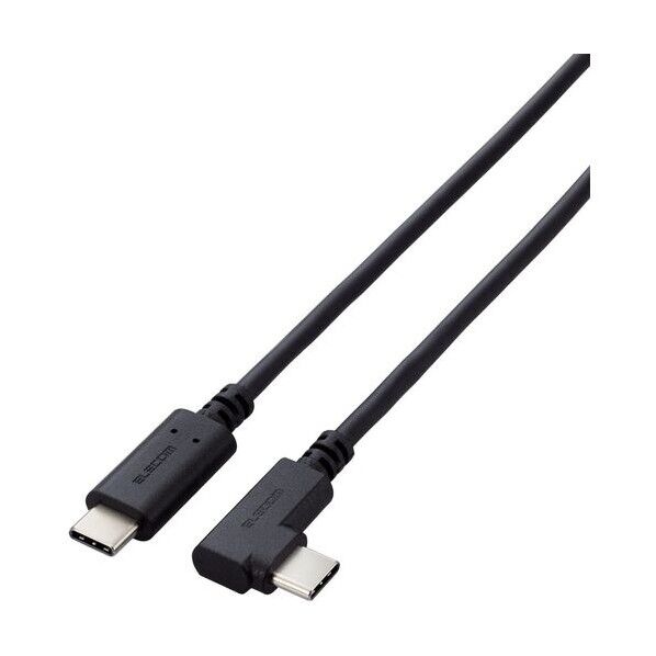 USB2.0ケーブル C-Cタイプ 認証品 L字コネクタ やわらか 2.0m ブラック