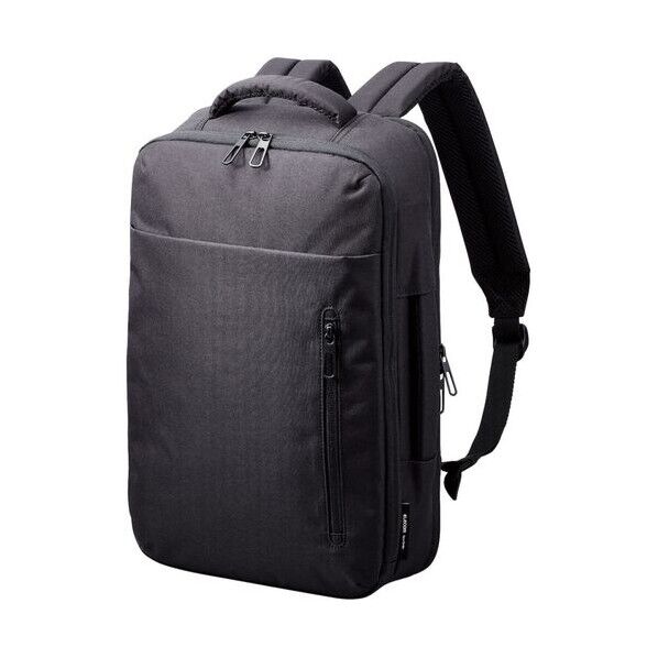 エレコム バックパック 2way 14.0inch 12L 撥水加工 高耐久ファスナー採用 ブラック ブラック BM-BPTWBK