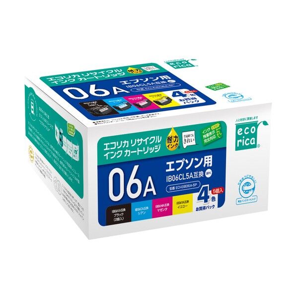 IB06CL5A 互換リサイクルインクカートリッジ 4色 ECI-EIB06A-5P 5個
