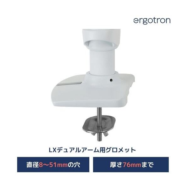 LX デュアルモニターアーム、モニターアーム長身ポール用 グロメットマウントキット