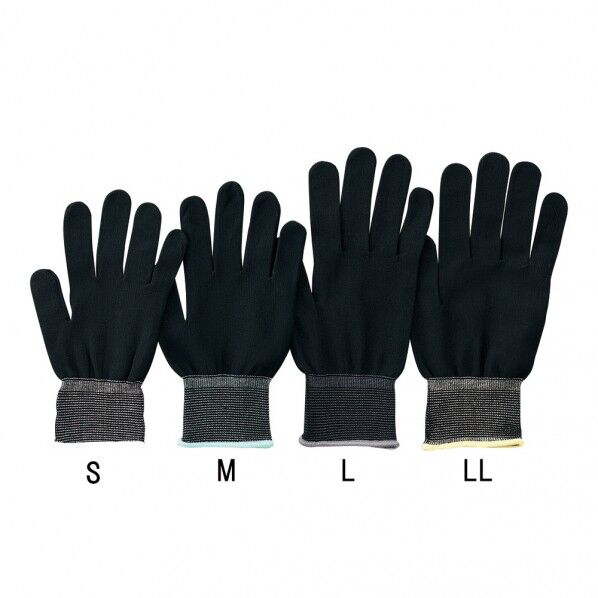 アズピュアインナー手袋ブラック(オーバーロック・ナイロン製)