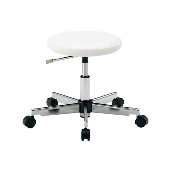 クリーンカラフルラウンドチェア(クラス100対応)足掛リング無し LRC-W ホワイト Φ375×405～500mm 2-671-05 1脚