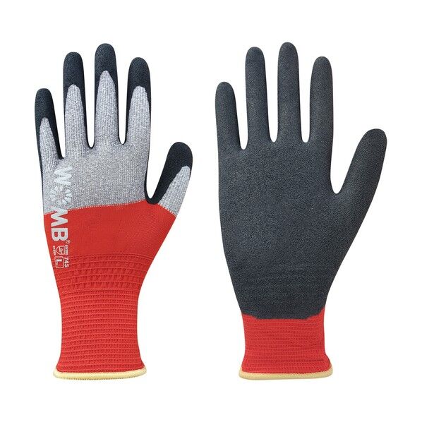 天然ゴム背抜き手袋 WOMB-MF2 高視認 L 743-L 1点...