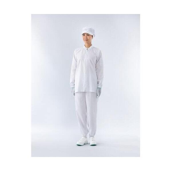 センターファスナークリーンウエア 男女兼用 ホワイト 4L