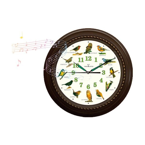 グリーンクロス 野鳥の電波時計 ブラウン 6300056473 1台...