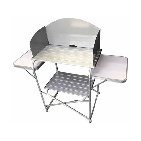  折りたたみ式アウトドアテーブル 風防板付 アルミ製 軽量 撥水 収納バッグ付 6300051816 1台...